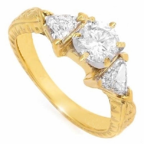 Solitaire 2.20 Ctw Brilliant Created Diamond CZ 18K Engagement Ring Size 6 - Picture 1 of 3